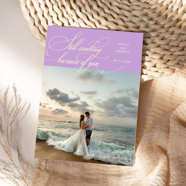 Still Smiling Elegant Wedding Photo Wisteria Tack Kort (Skapare uppladdad)