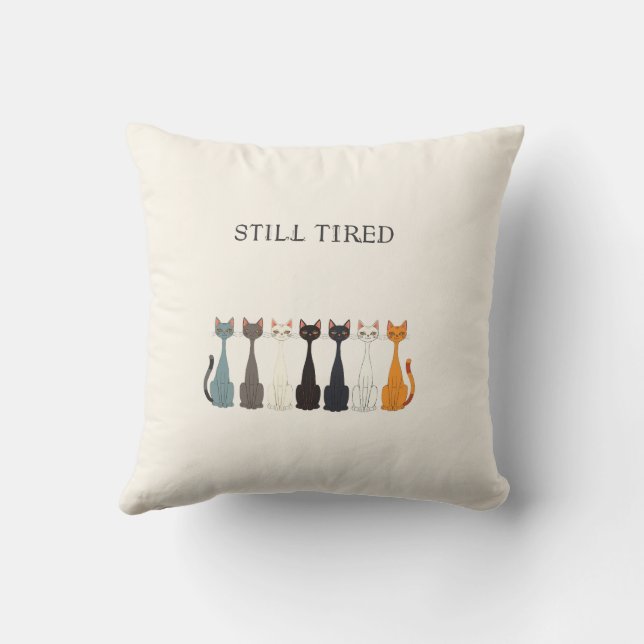 Still Tired Cats - Blue Cat Mom Graphic Reversible Kudde (Baksida)