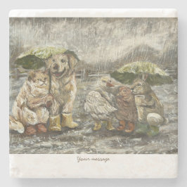 Still Together Whimsical Farmhouse Animals Rainy  Stenunderlägg
