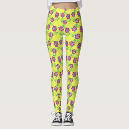 Stilla blomstertryck med penséblommor leggings