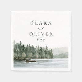 Stilla bröllopsfest vid sjön i Pacific Northwest Pappersservett