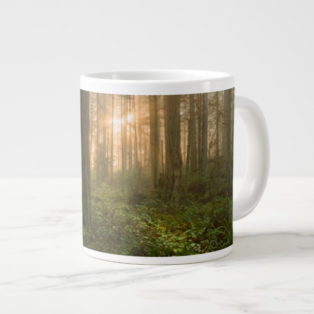 Stilla havets nordvästra skog| Foggy Morgon Jumbo Mugg (Framsida höger)