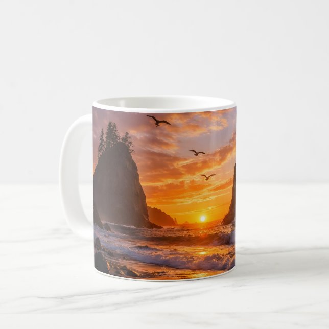 Stilla havets solnedgång kaffemugg (Framsida vänster)
