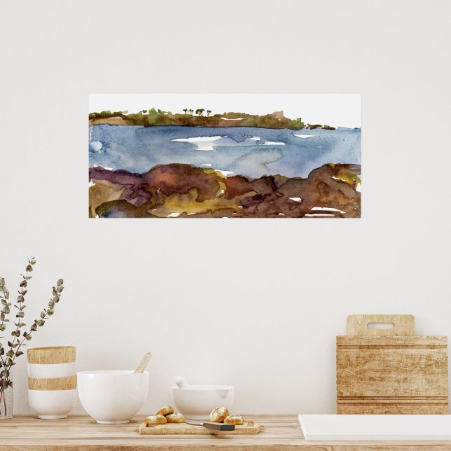 Stilla havets vik kustlandskap klippig kustlinje poster (Kök)