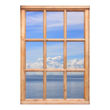 Stilla havsvyn från ett fönster