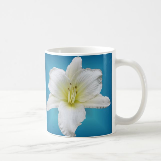 Stilla liljan - Daylily på blått Kaffemugg (Höger)