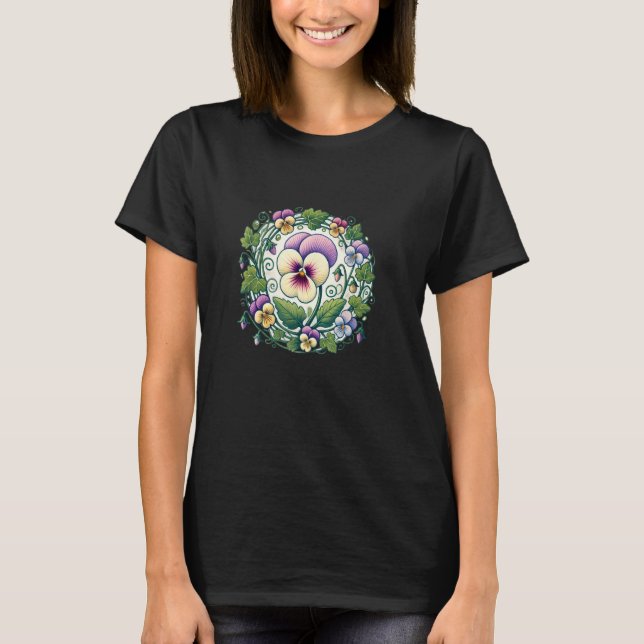 Stilla liv konst Viol blomma trädgård T Shirt (Framsida)