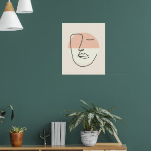 Stilla på rad – minimalistiskt abstrakt ansikte poster