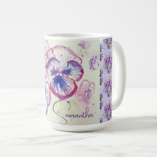 Stilla penséer Lila akvarell blomma blommande rosa Kaffemugg