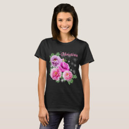 Stilla rosa purpurfärgade pioner för blommor med tee shirt