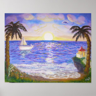 Stilla sommar vid stranden poster