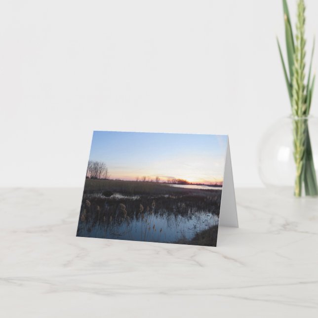 Stilla vatten och solnedgång - tom välkomstkort kort (Framsida)