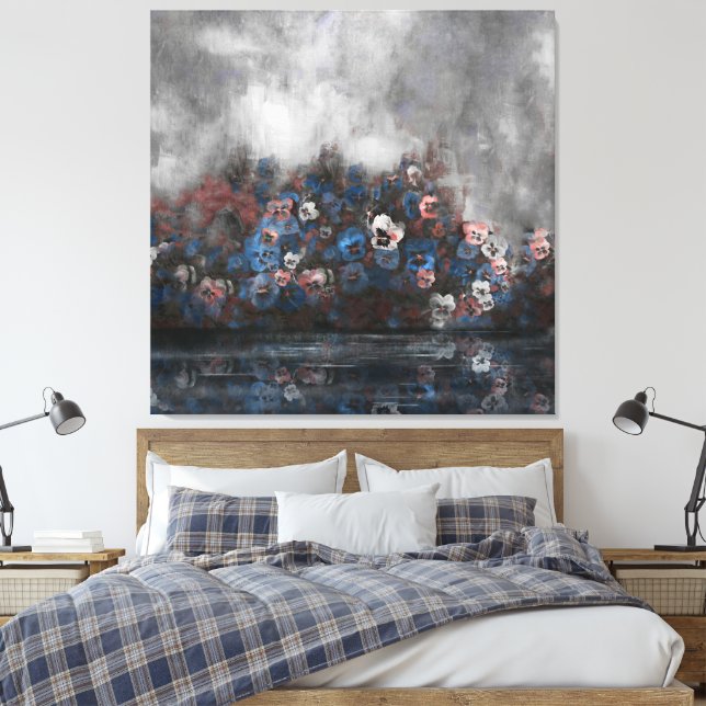 "Stilla violer i dimma" 100 cm x 100 cm Canvastryck (Insitu (sovrum))