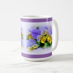 Stilla violer - lila och gula kaffemugg