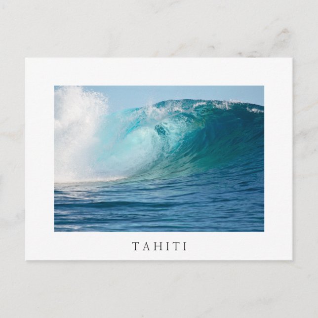 Stillahavets stora våg i Tahiti vit vykort (Framsida)