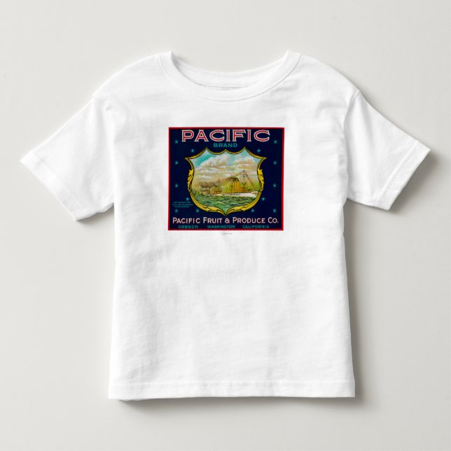 Stillahavs- Apple lådaetikett Tee (Framsida)