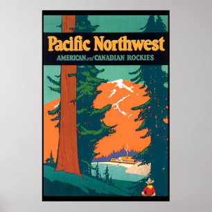 Stillahavs- Northwest vintage affischreproduktion Poster