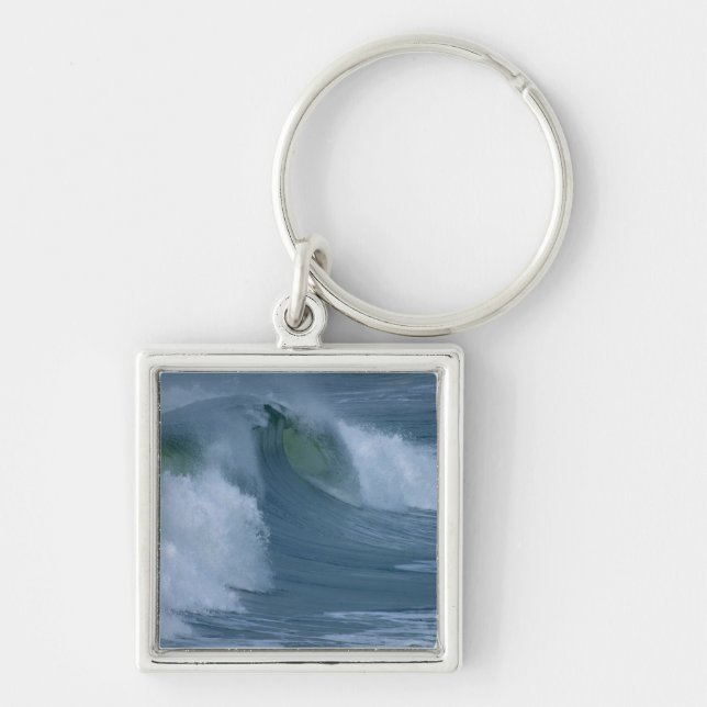 Stillahavs- surfa Keychain Fyrkantig Silverfärgad Nyckelring (Framsidan)