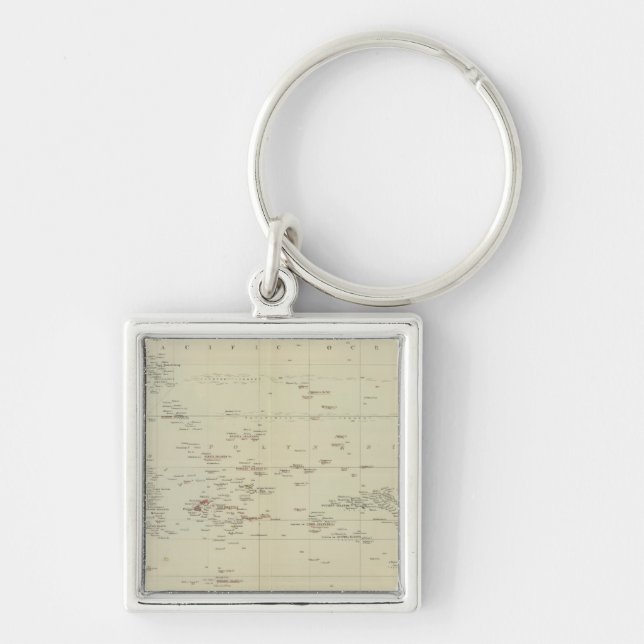 Stillahavsöarna 2 fyrkantig silverfärgad nyckelring (Framsidan)