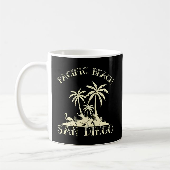 Stillahavsområdet handflatan Träd, Beach San Diego Kaffemugg (Vänster)
