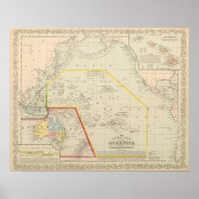 Stillahavsområdet inklusive Oceanien Poster (Framsidan)