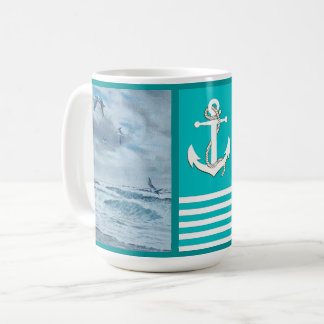 Stillahavsområdet kusten sjölandskap/strand/fiskmå kaffemugg