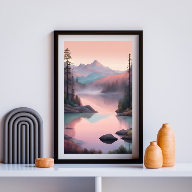 Stillastående Vatten - Solnedtryckt Sjö-slitsskrif Poster (Skapare uppladdad)