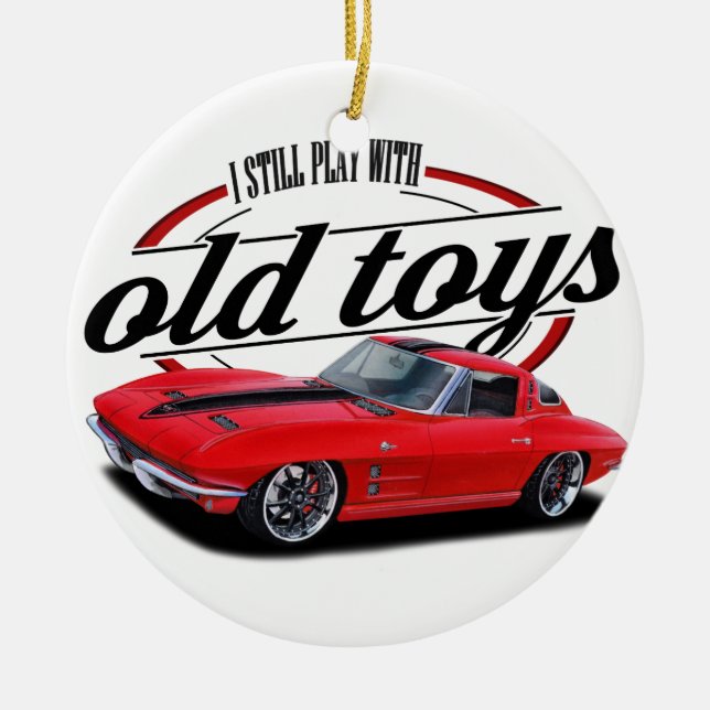 Stillbildlekar med corvettes julgransprydnad keramik (Framsidan)