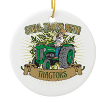 Stillbildlekar med gröna traktorer