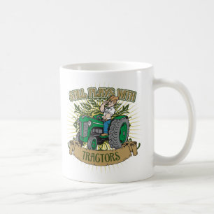 Stillbildlekar med gröna traktorer kaffemugg
