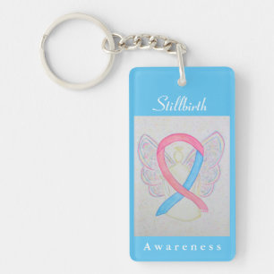 Stillborn Awareness Ribbon Angel Keychain
