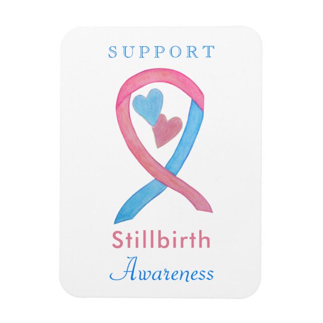 Stillborn Awareness Ribbon Heart Art Magnet (Vertikal)