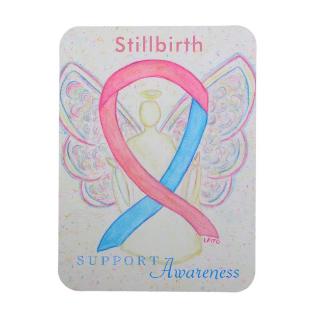 Stillborn Loss Awareness Ribbon Angel Art Magnet (Vertikal)