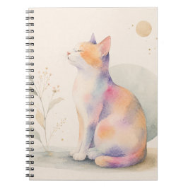 Stille Katze im Mondlicht – Aquarell Katzen Notizb Anteckningsbok