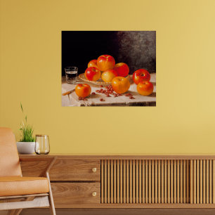 Stilleben, äpplen och kastanjer poster