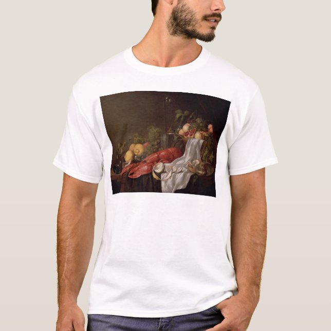 Stilleben av frukt och en hummer tee (Framsida)