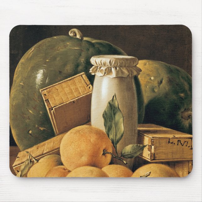 Stilleben av orangar, vattenmelon musmatta (Framsidan)