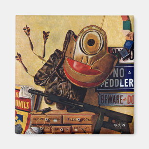 Stilleben av pojkeleksaker magnet
