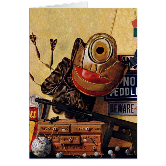 Stilleben av pojkeleksaker OBS kort (Framsidan)