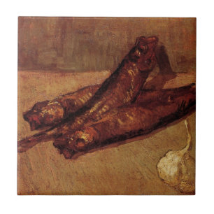Stilleben Bloaters och vitlök av Vincent van Gogh Kakelplatta