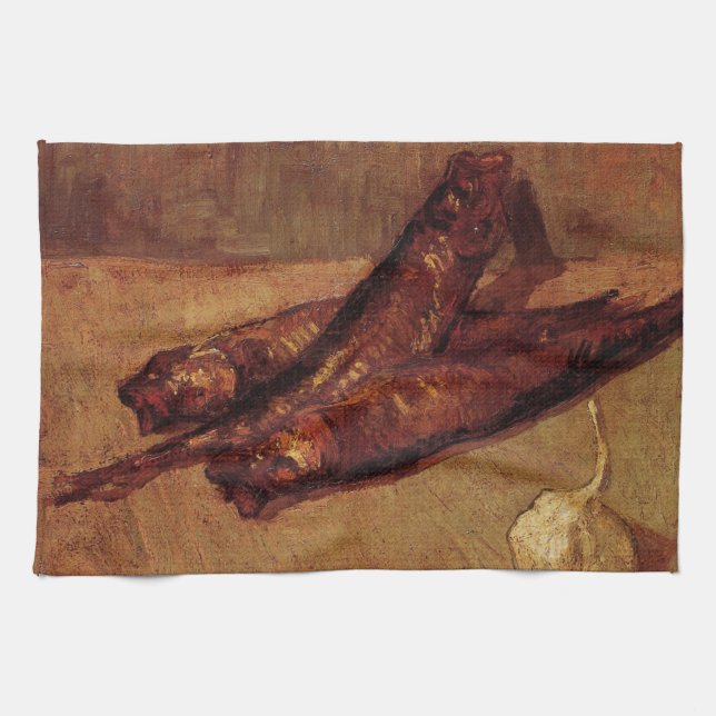 Stilleben Bloaters och vitlök av Vincent van Gogh Kökshandduk (Horisontell)
