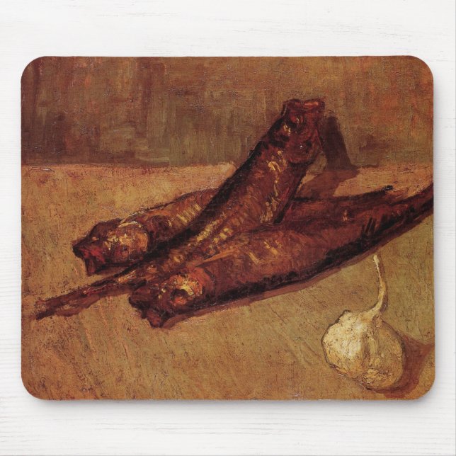 Stilleben Bloaters och vitlök av Vincent van Gogh Musmatta (Framsidan)