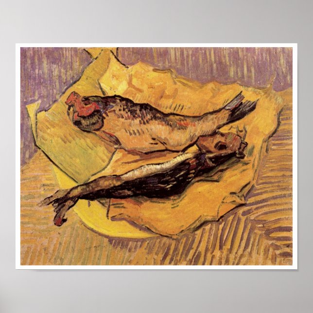 Stilleben Bloaters och vitlök av Vincent van Gogh Poster (Framsidan)
