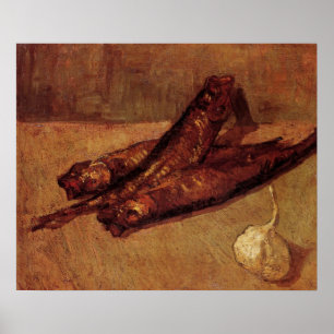 Stilleben Bloaters och vitlök av Vincent van Gogh Poster