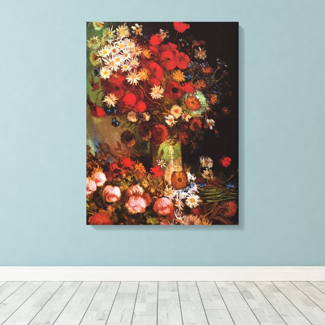 Stilleben Blommor i en vas av Vincent van Gogh Canvastryck (Insitu (trägolv))