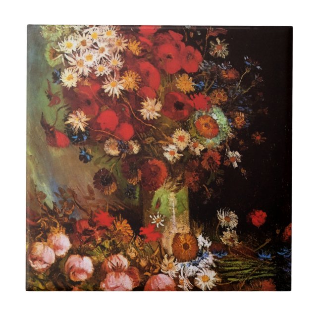 Stilleben Blommor i en vas av Vincent van Gogh Kakelplatta (Framsidan)