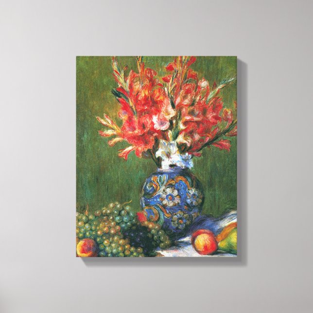 Stilleben blommor och frukt av Pierre Renoir Canvastryck (Framsida)