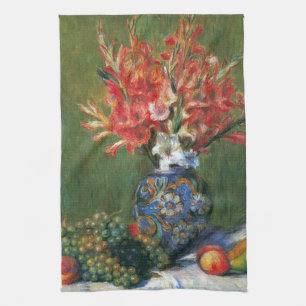 Stilleben blommor och frukt av Pierre Renoir Kökshandduk