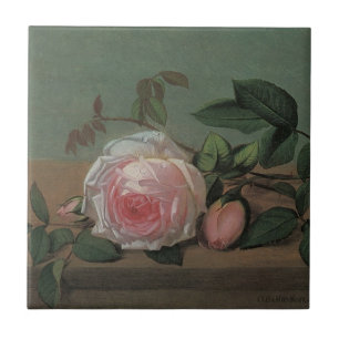 Stilleben Blommor på en avsats av Otto Ottesen Kakelplatta
