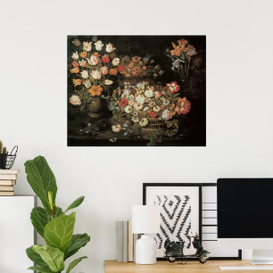 Stilleben Blommor, Vintage Blommor Barock Poster